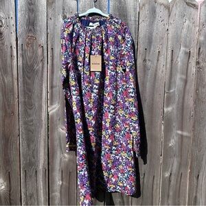 NWT Mini Boden Floral Girls Long Sleeve 11-12 y/o Lined Shift Dress